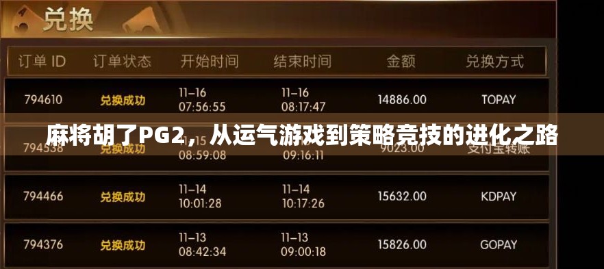 麻将胡了PG2,从运气游戏到策略竞技的进化之路 麻将胡了PG2,从运气游戏到策略竞技的进化之路